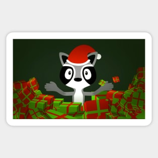 Holiday Trash Panda Surrounded By Gifts Sticker